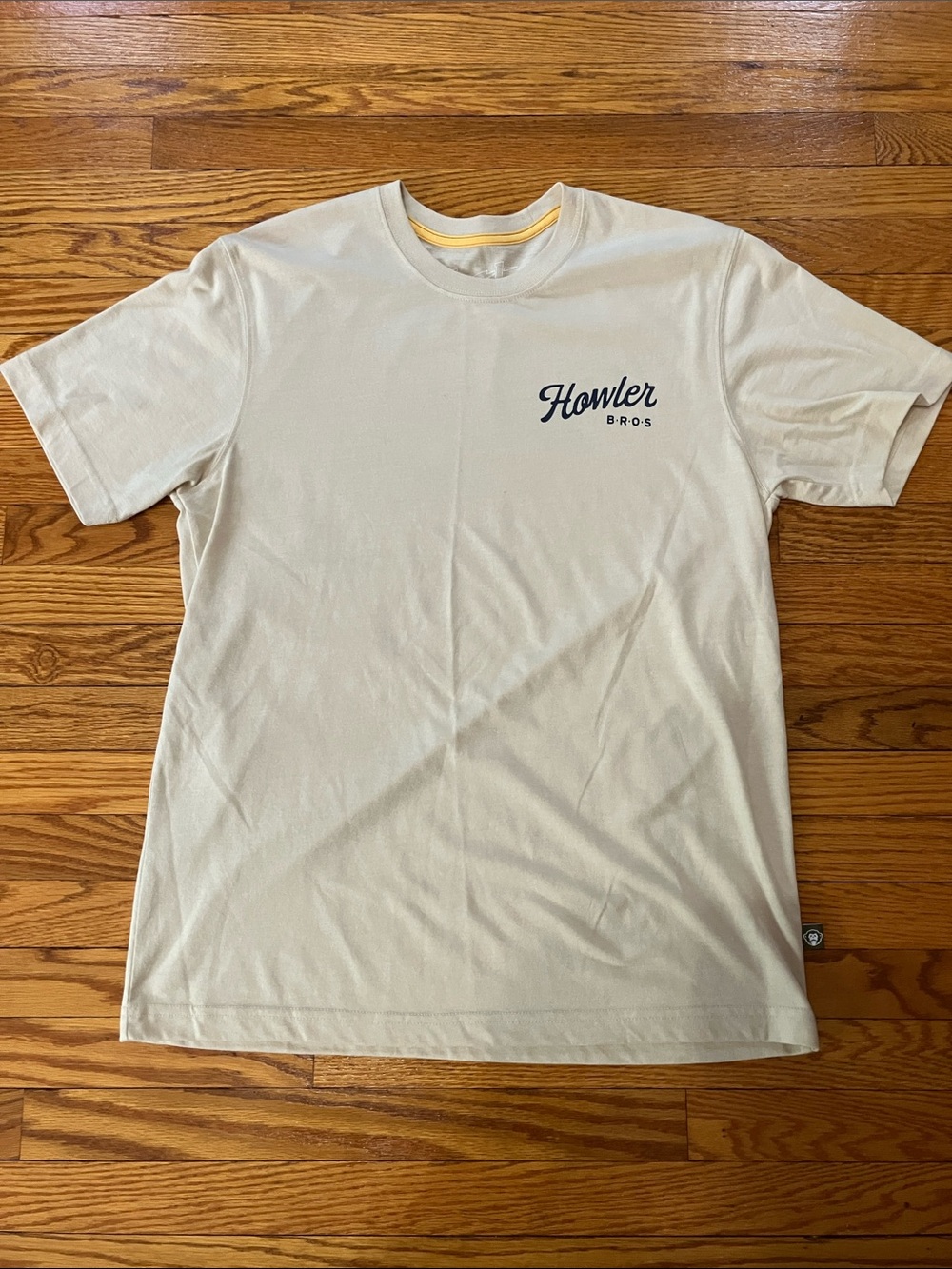 Howler Brothers Cream Short Sleeve Logo Tee with Navy Script